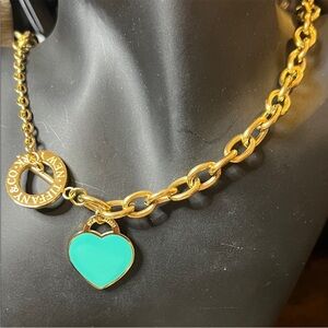 Fashion Chain Necklace with Turquoise Heart Pendant